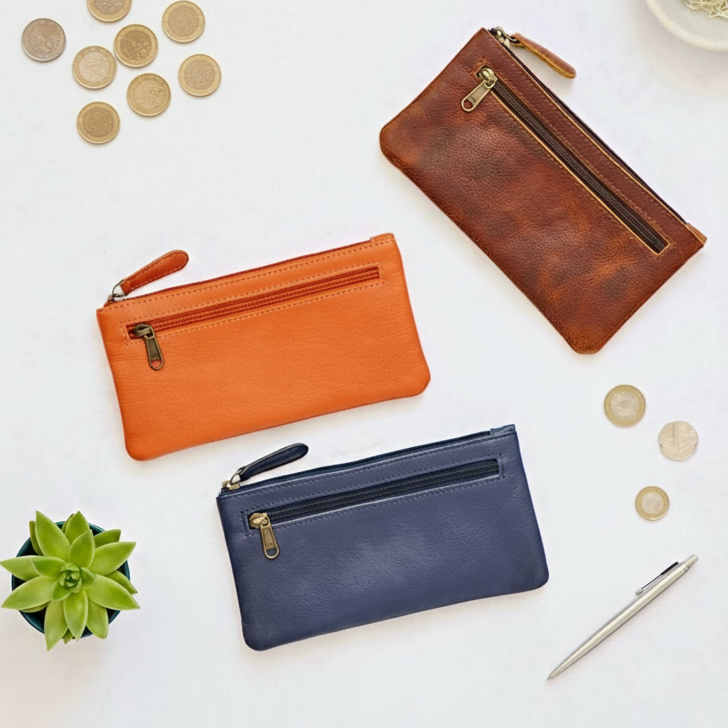 Slim Leather Clutch Purse - HIGLPC - Uneeka