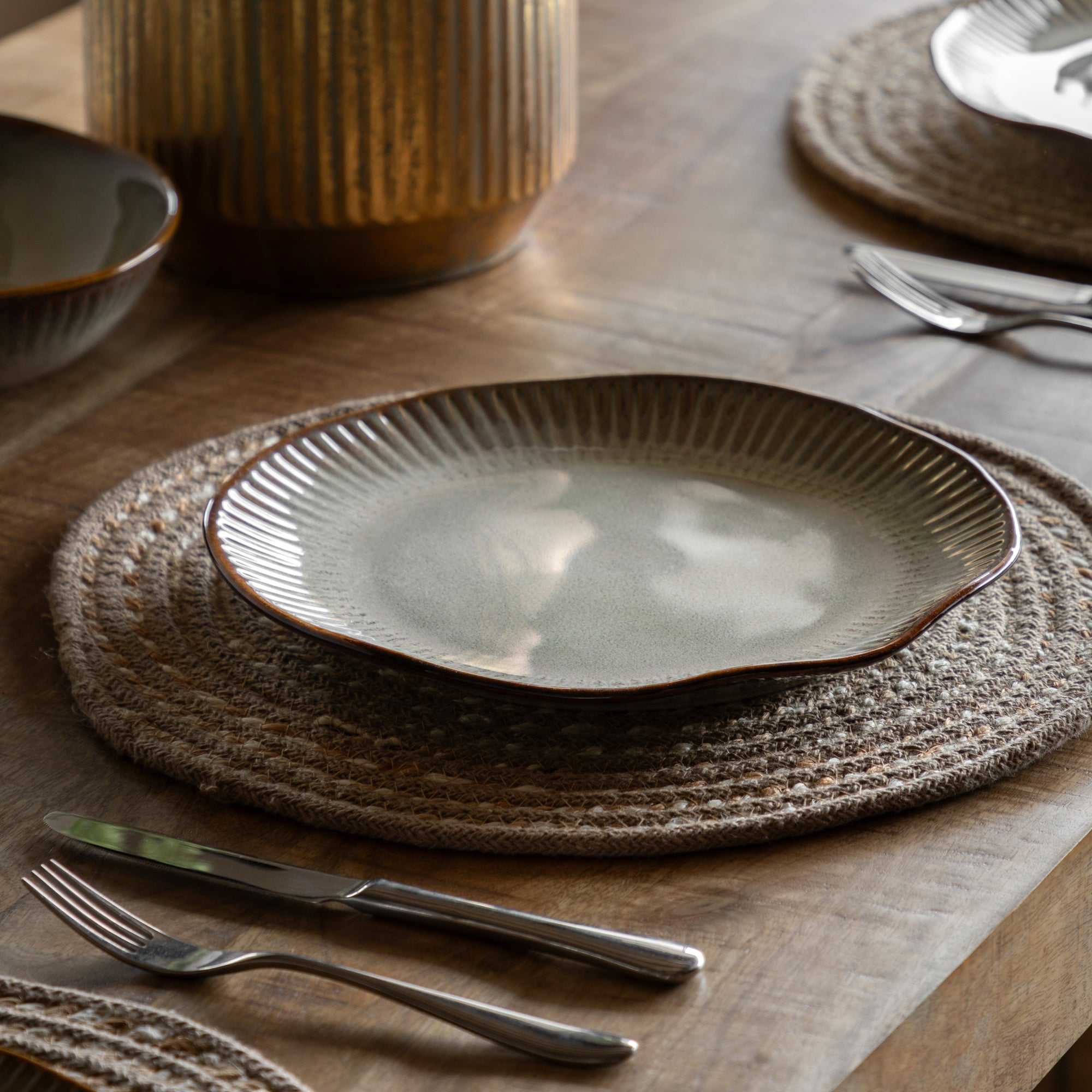 Organic Edge Stone Ceramic Dinner Plate - 590552 - Uneeka