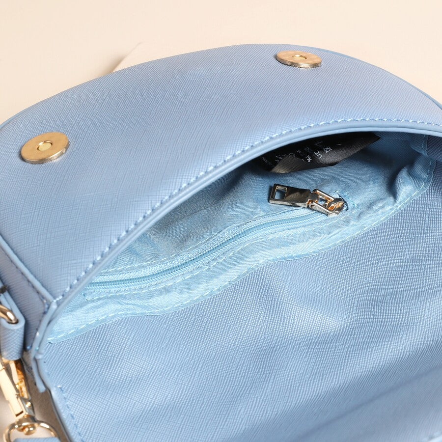 Half Moon Vegan Leather Cross Body Bag - 77676 - Uneeka