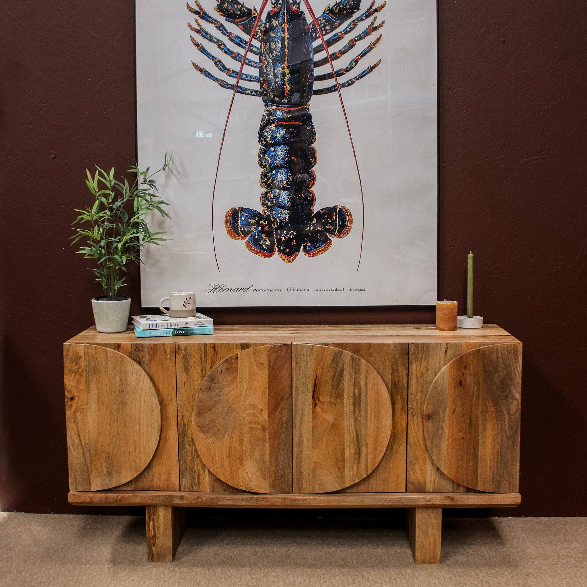 Half Circle Four Door Mango Wood Sideboard 2850F - Uneeka Home lifestyle