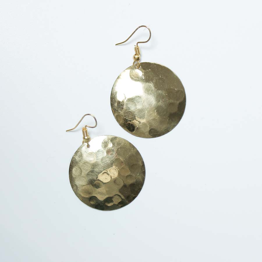Hammered Brass Round Earrings