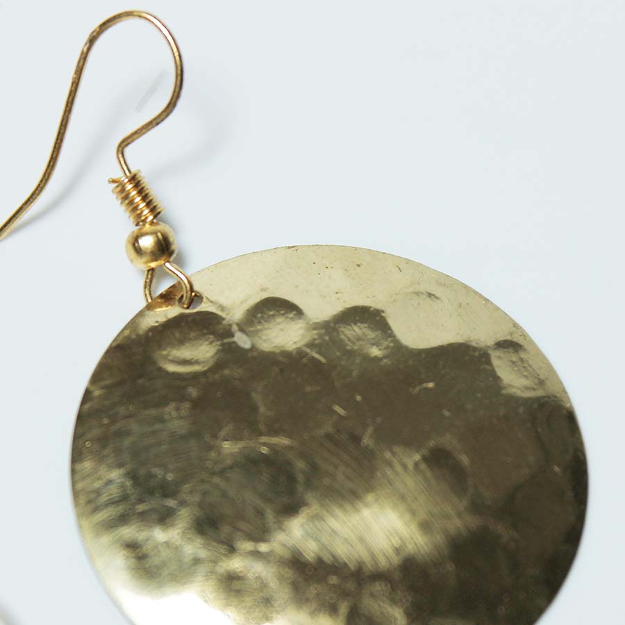 Hammered Brass Round Earrings