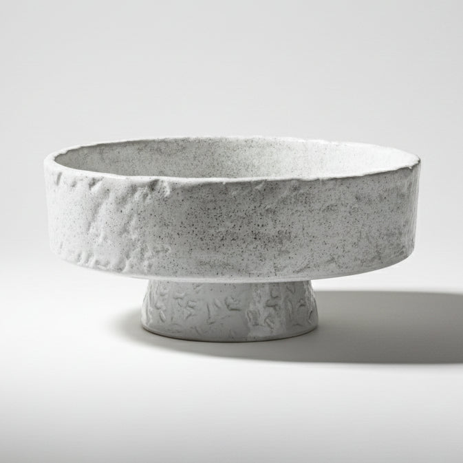 Hammered Light Grey Footed Serving Bowl - Uneeka