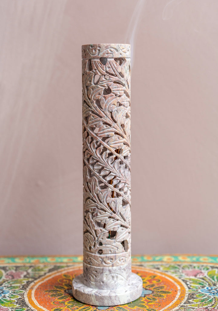 Hand Carved Soapstone Incense Tower