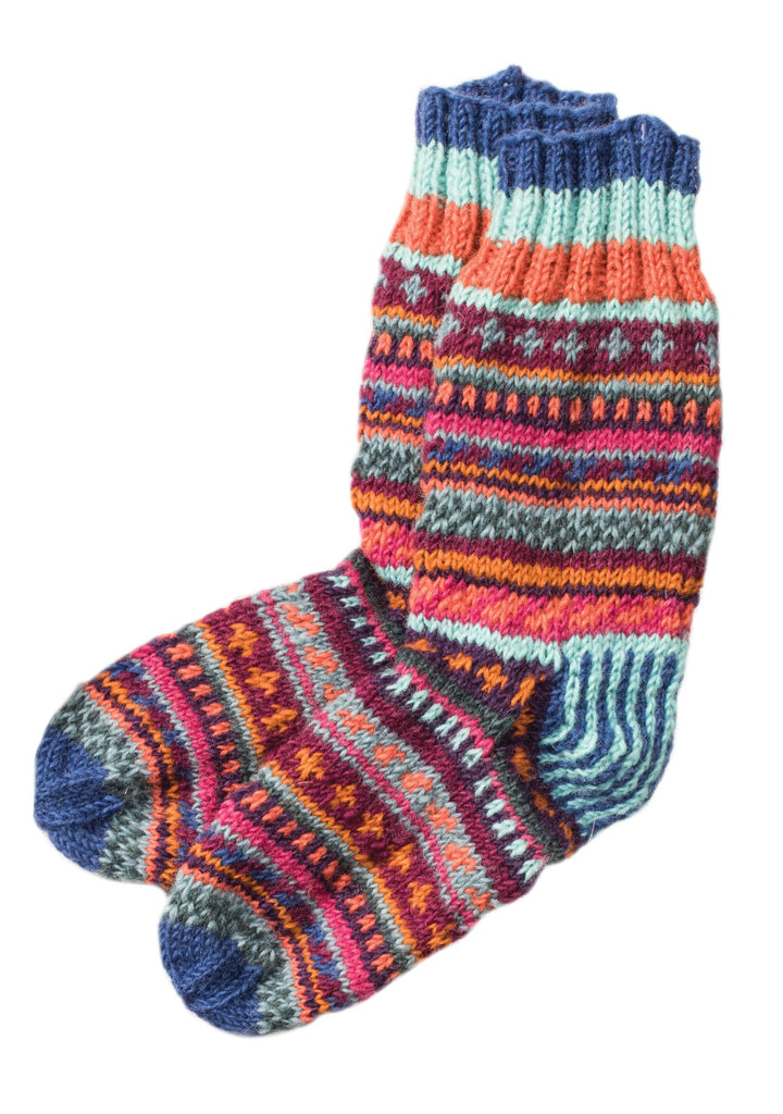 Hand Knitted Fair Isle Wool Socks Style B