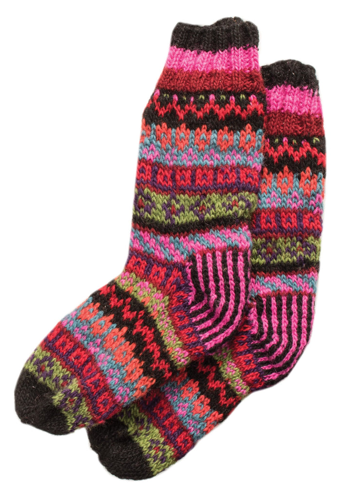 Hand Knitted Fair Isle Wool Socks style A