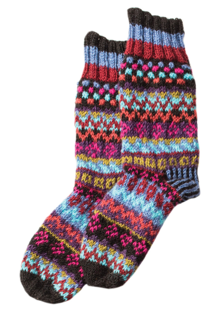 Hand Knitted Fair Isle Wool Socks Style C