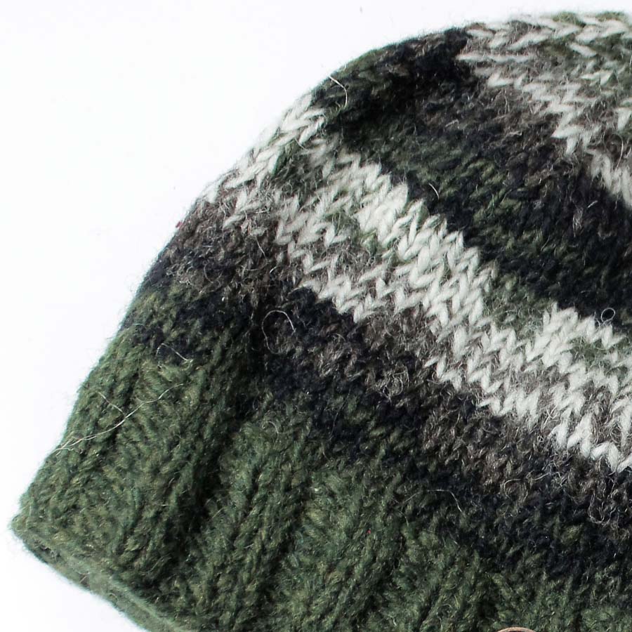 Hand Knitted Woolen Beanie - Green