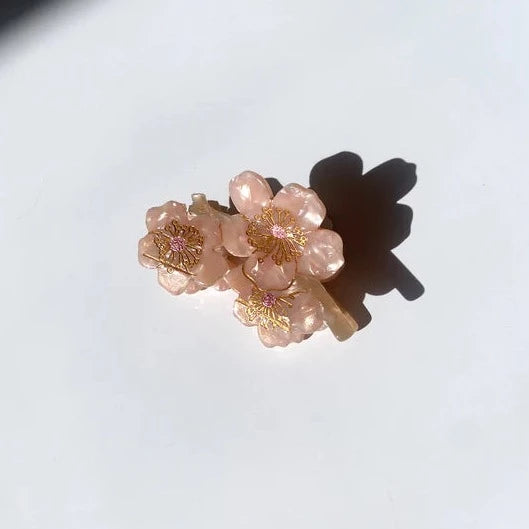 Hand Painted Cherry Blossoms Flower Hair Claw Clip