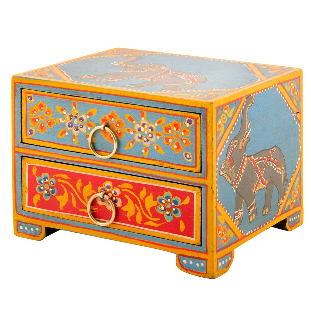 Hand Painted Elephant Decorative Drawer angled view