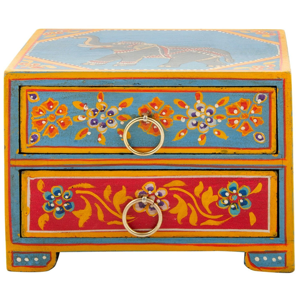 Hand Painted Elephant Decorative Drawer front view