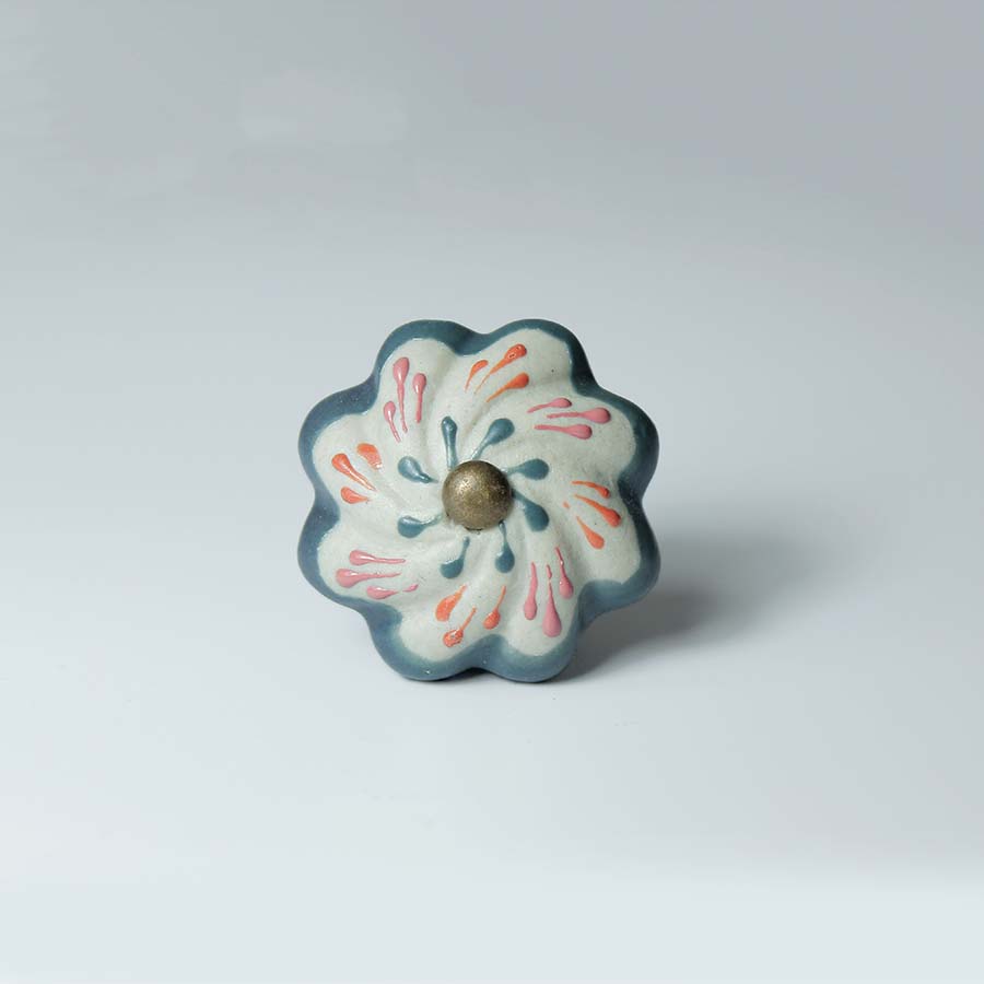 Hand Painted Flower Ceramic Knob/Drawer Pull