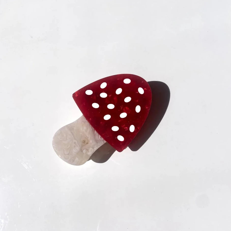 Hand Painted Red Toadstool Mushroom Hair Claw Clip