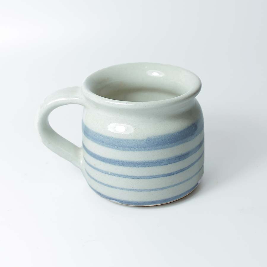 Hand Thrown Striped Mug Blue