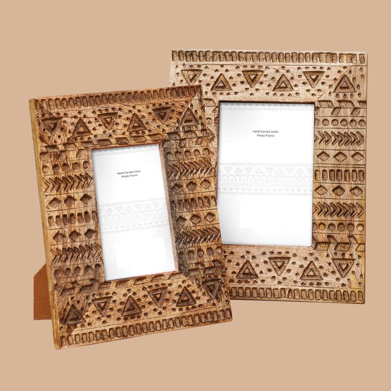 Hand Carved Aztec Design Photo Frame - PF200 - Uneeka