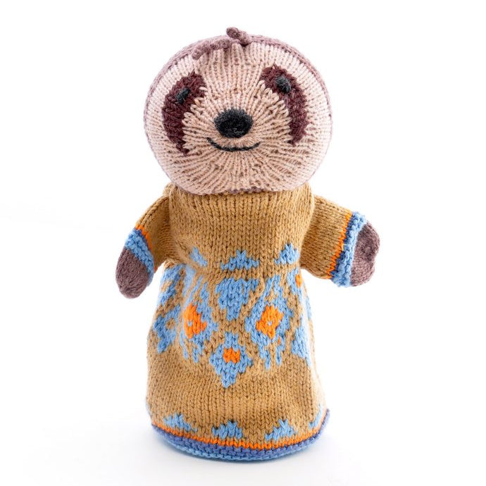 Hand Knitted Sloth Hand Puppet - Uneeka