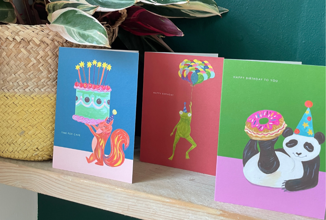 Hand Painted Quirky Greeting Cards