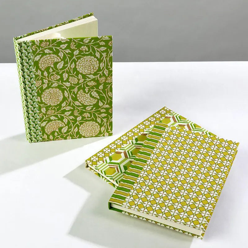 Handmade Green Pattern A5 Notebook sold individually circle, floral, heaxagon