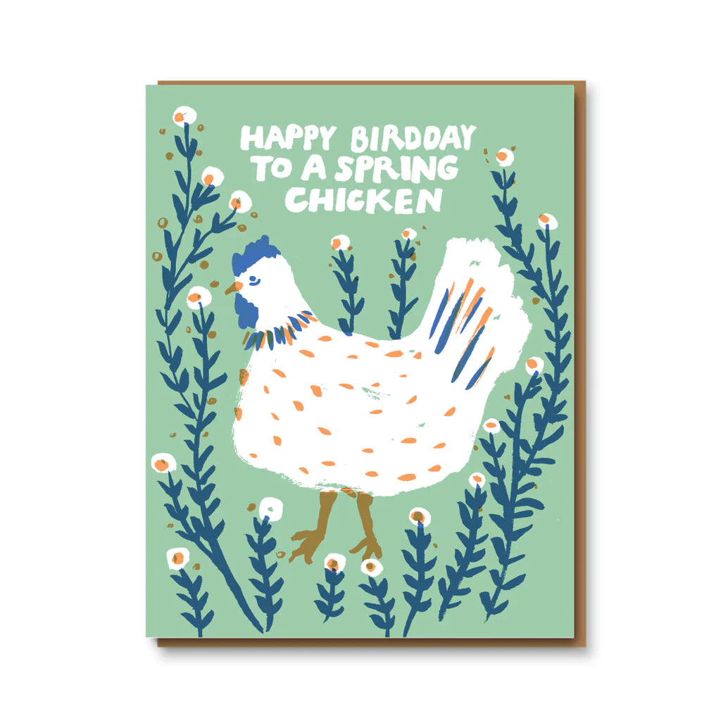 Happy Birthday Birdday Spring Chicken Greetings Card