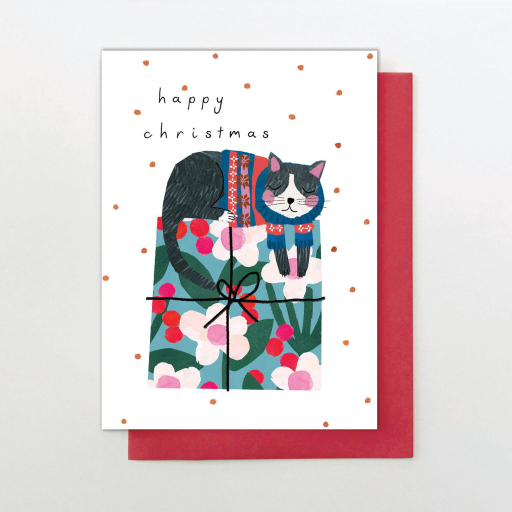 Happy Christmas Sleepy Cat Greetings Card