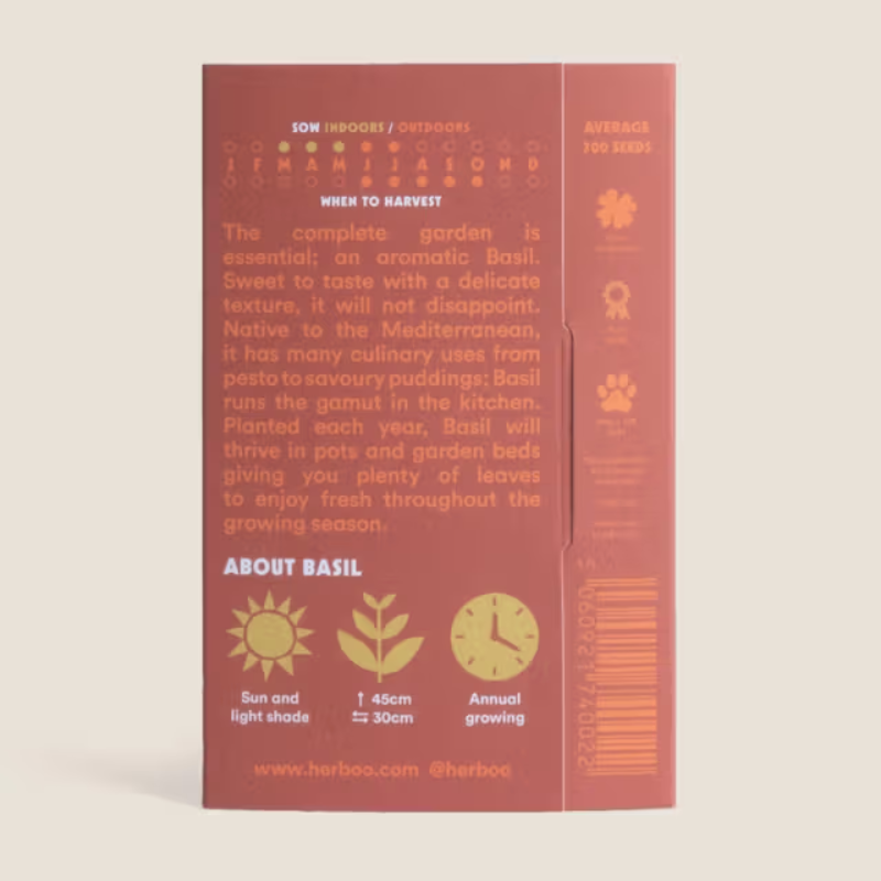 Herboo Seed Pack Basil - Basil 'Sweet Genovese' Seeds - Uneeka
