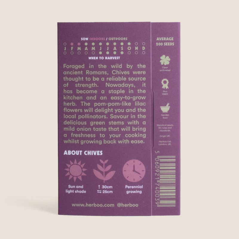 Herboo Seed Pack Chives Info Uneeka
