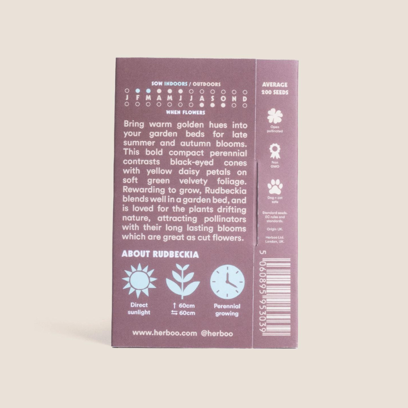 Herboo Seed Pack Rudbeckia Goldstrum Info Uneeka