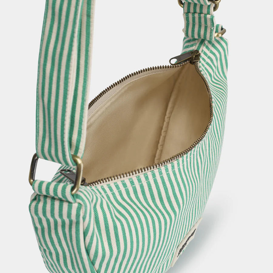 Hindbag Organic Cotton Half Moon Bag - Green Stripe - Uneeka