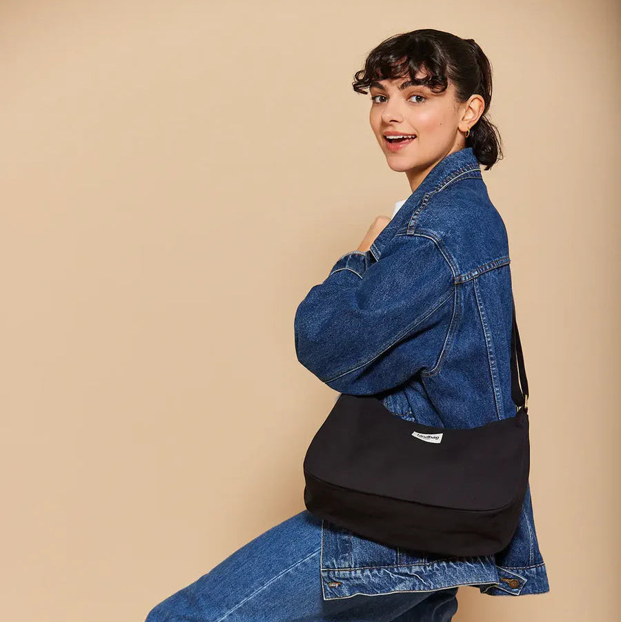 Hindbag Organic Cotton Scoop Shoulder Bag - Black - Uneeka