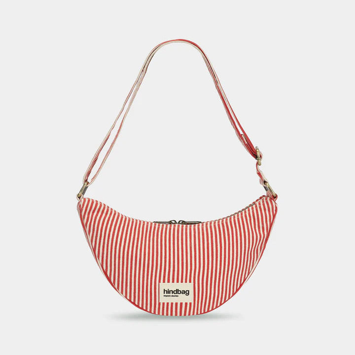 Hindbag Organic Cotton Half Moon Bag - Red Stripe - Uneeka