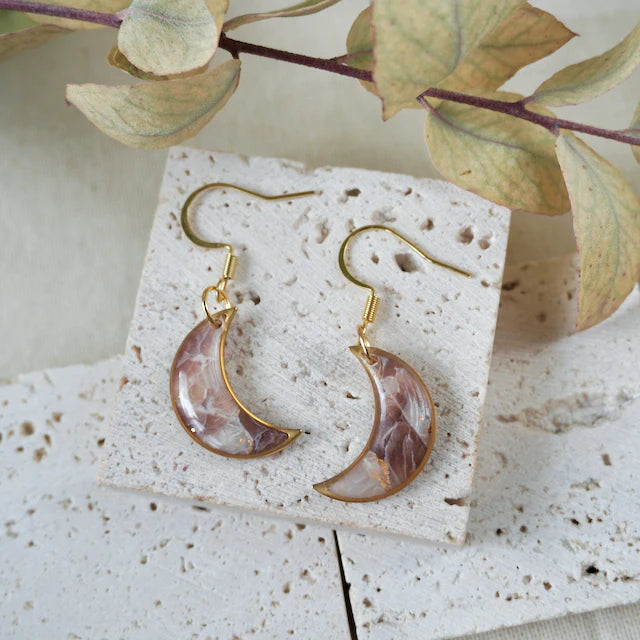 Celestia Gold Moon Drop Earrings - HM - Tortoise Shell - Uneeka