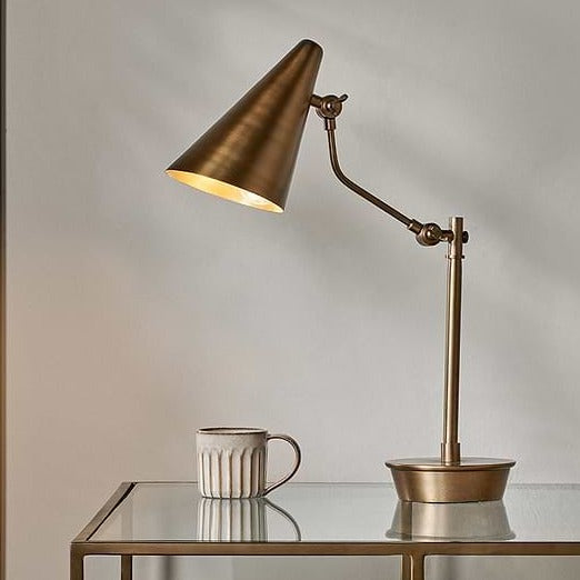Idhant Antique Brass Task Table Lamp display Nkuku