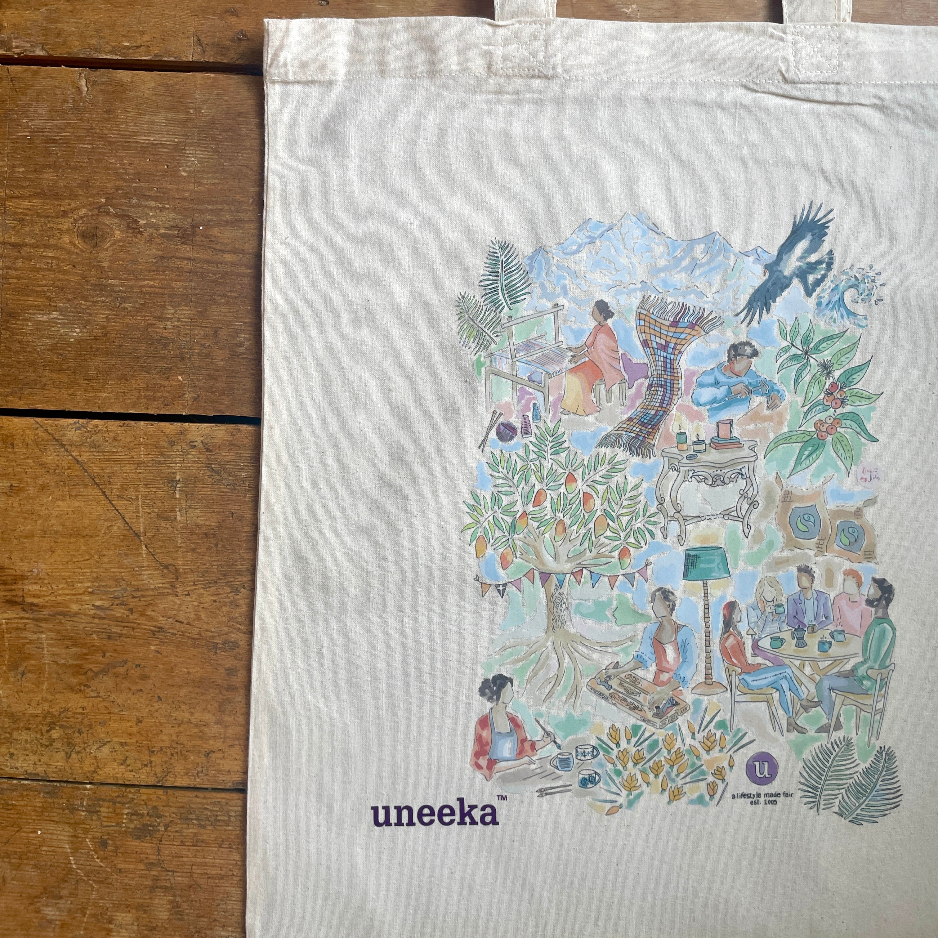 Recycled Cotton Illustrated Tote Bag - 20YearsTote - Uneeka
