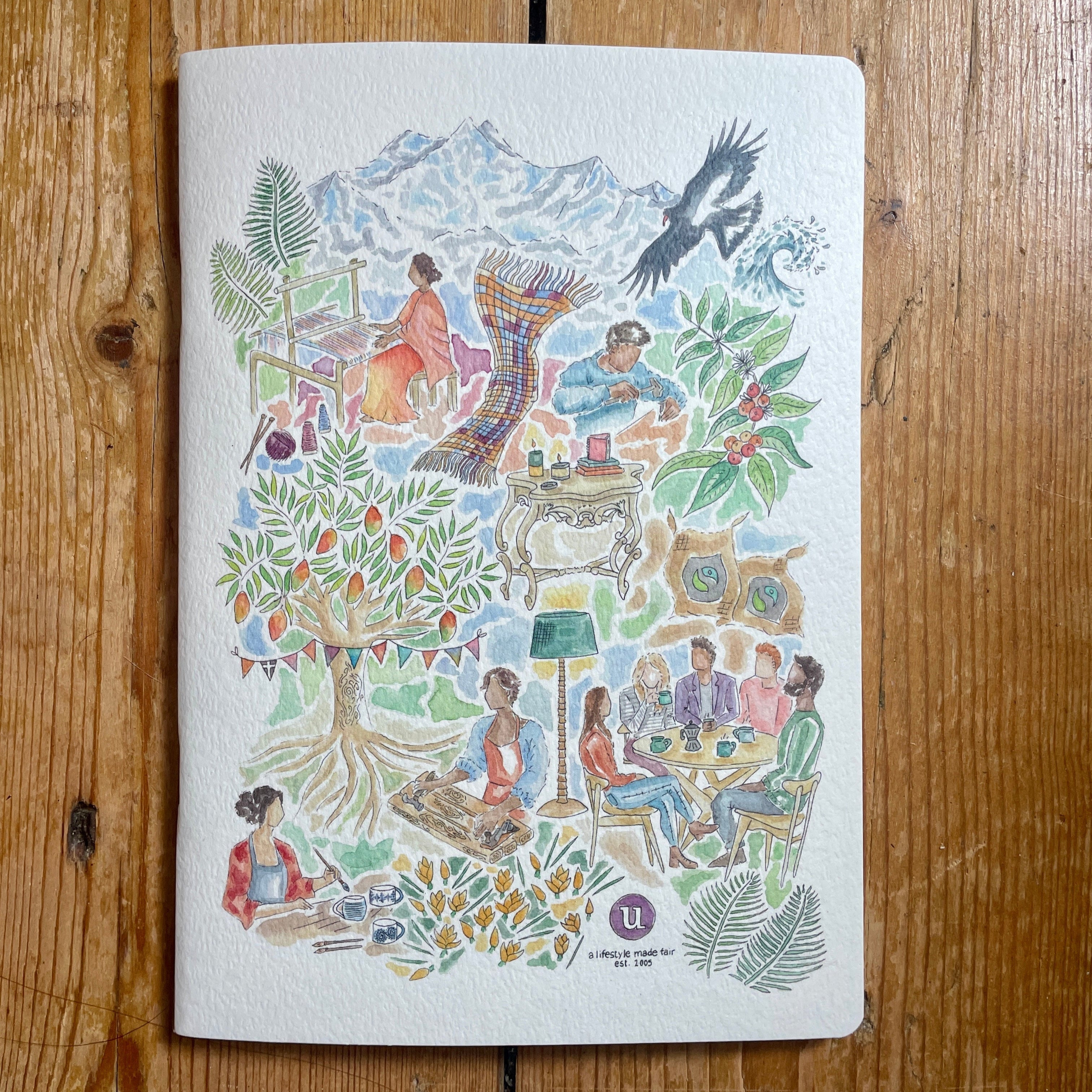 Coffee Notes Repurposed Waste A5 Illustrated Notebook - 20YearNotebook - Uneeka