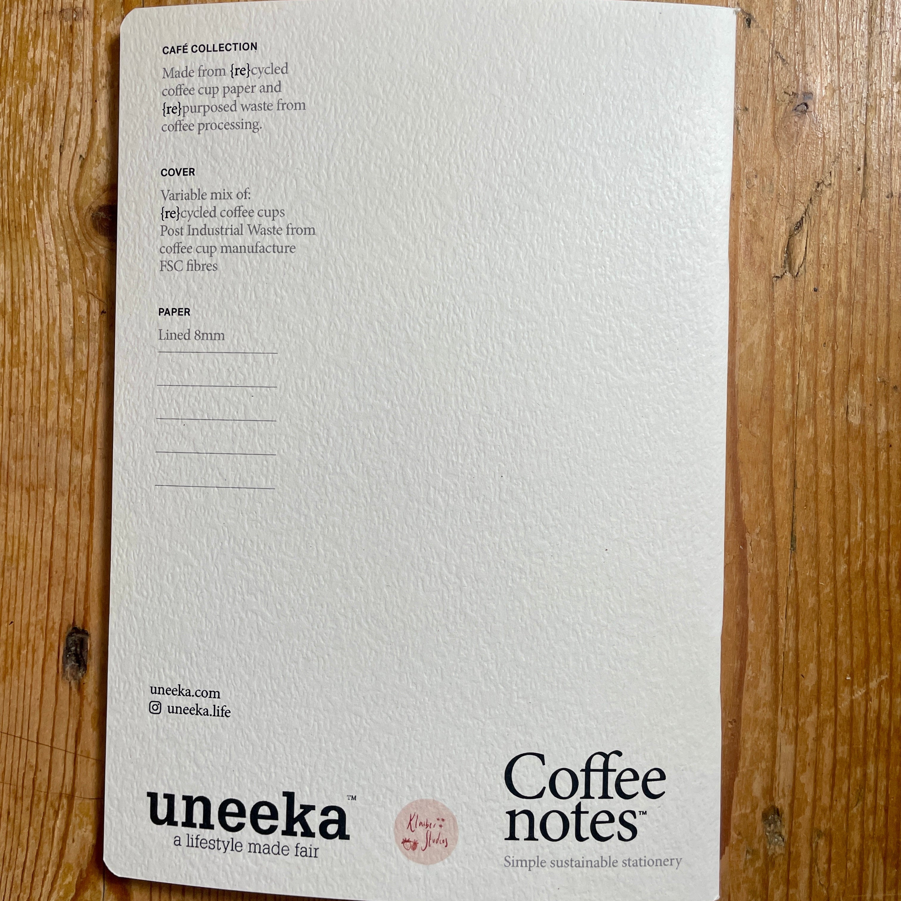 Coffee Notes Repurposed Waste A5 Illustrated Notebook - 20YearNotebook - Uneeka