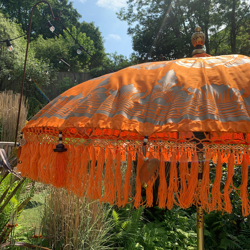 Orange Bali Sun Parasol With Pole Joint - MB76 - Uneeka