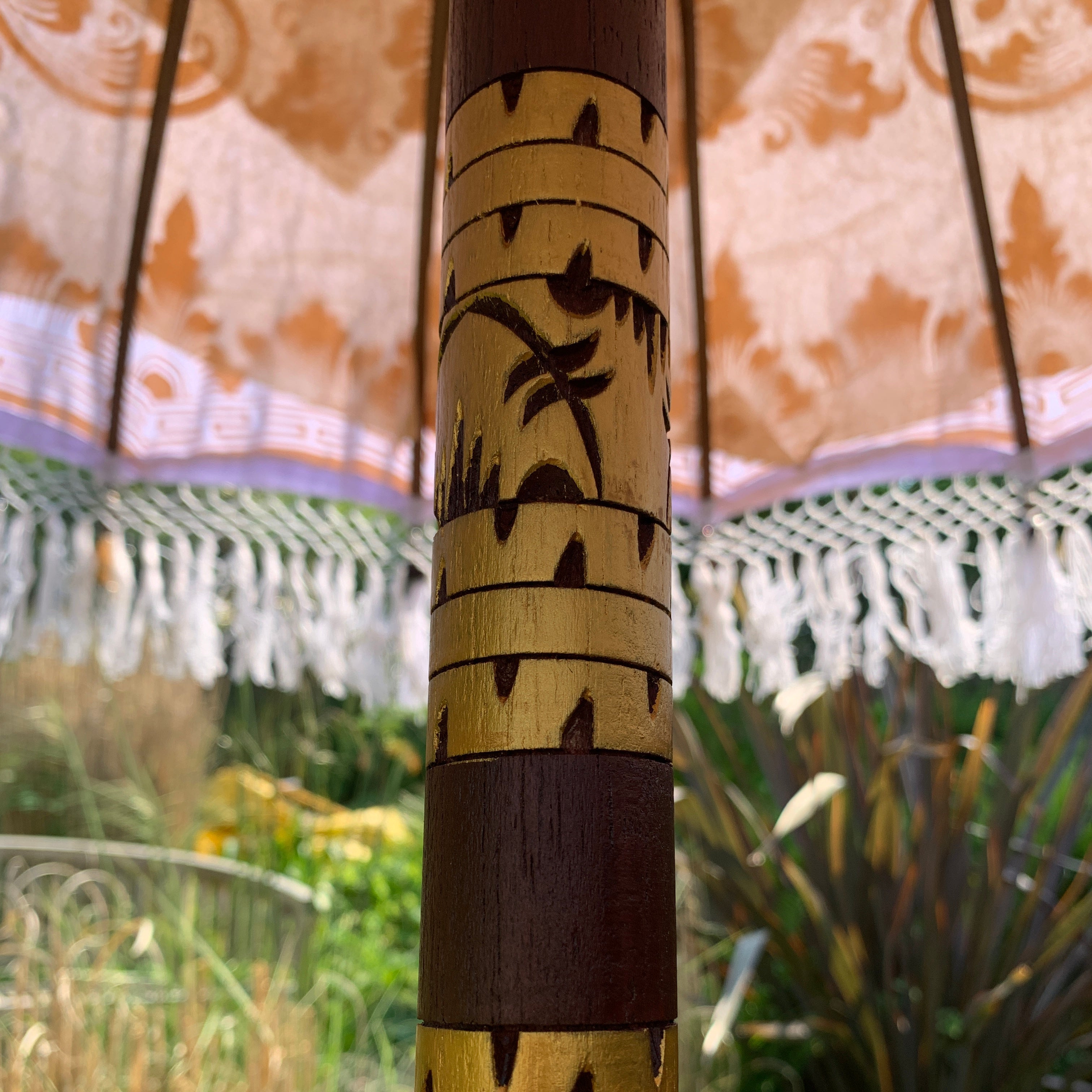 White Bali Sun Parasol With Pole Joint - MB96 - Uneeka