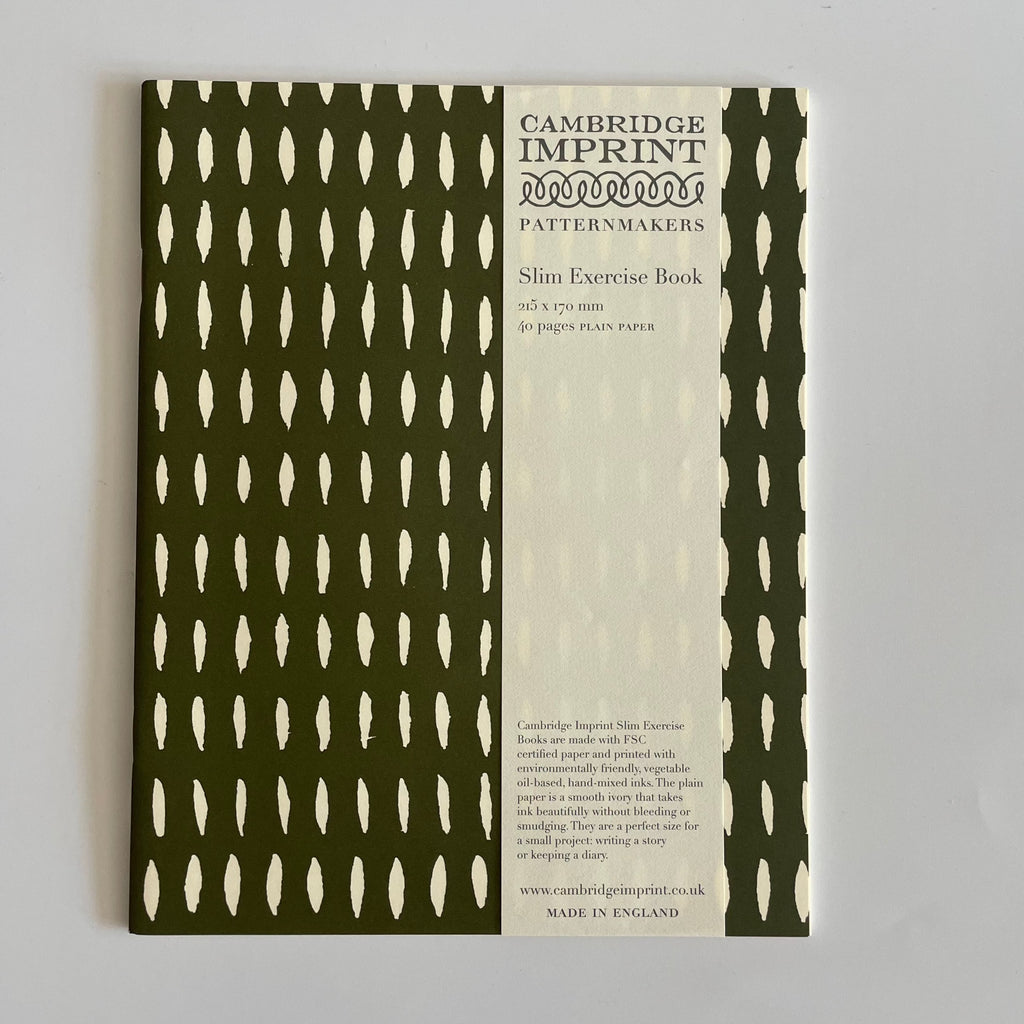 Olive Green Seed Pattern Plain Paper Slim Exercise Book - EXB SEE olive - Uneeka