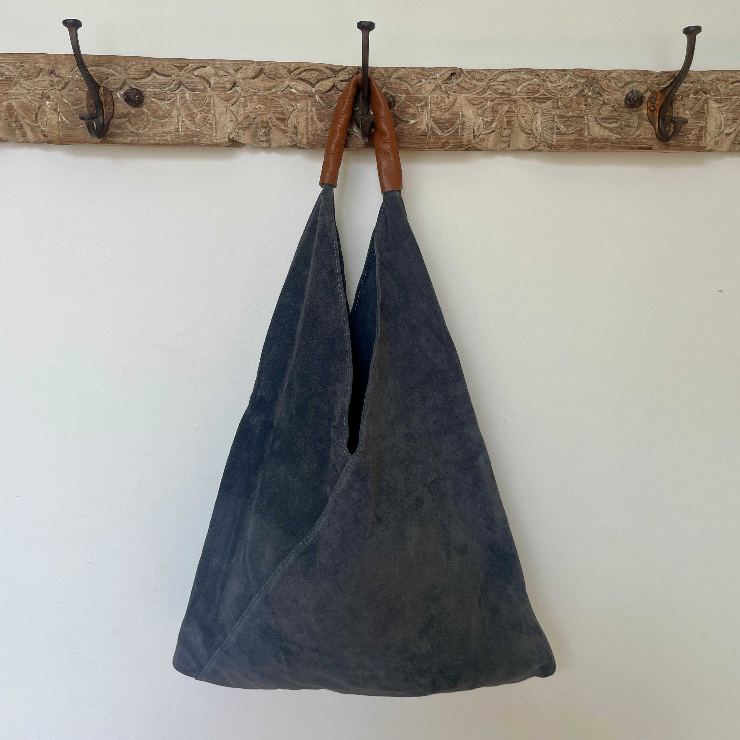 Coloured Suede Handbag - M589 - Dark Grey - Uneeka