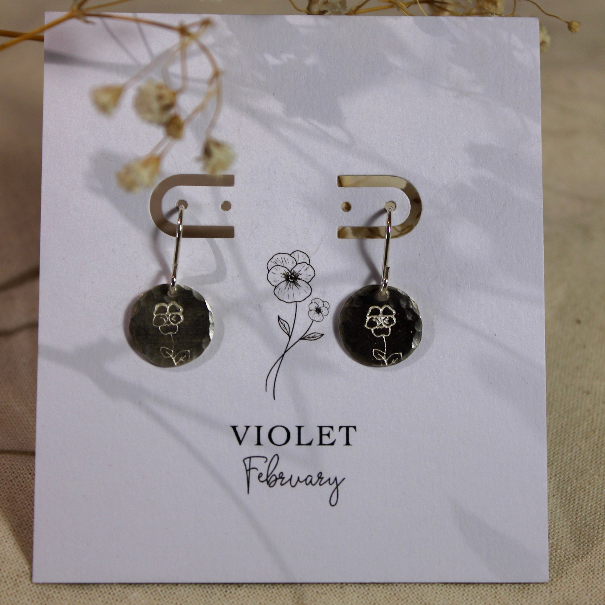 Sterling Silver Birth Flower Earrings - BFE-002 - Uneeka