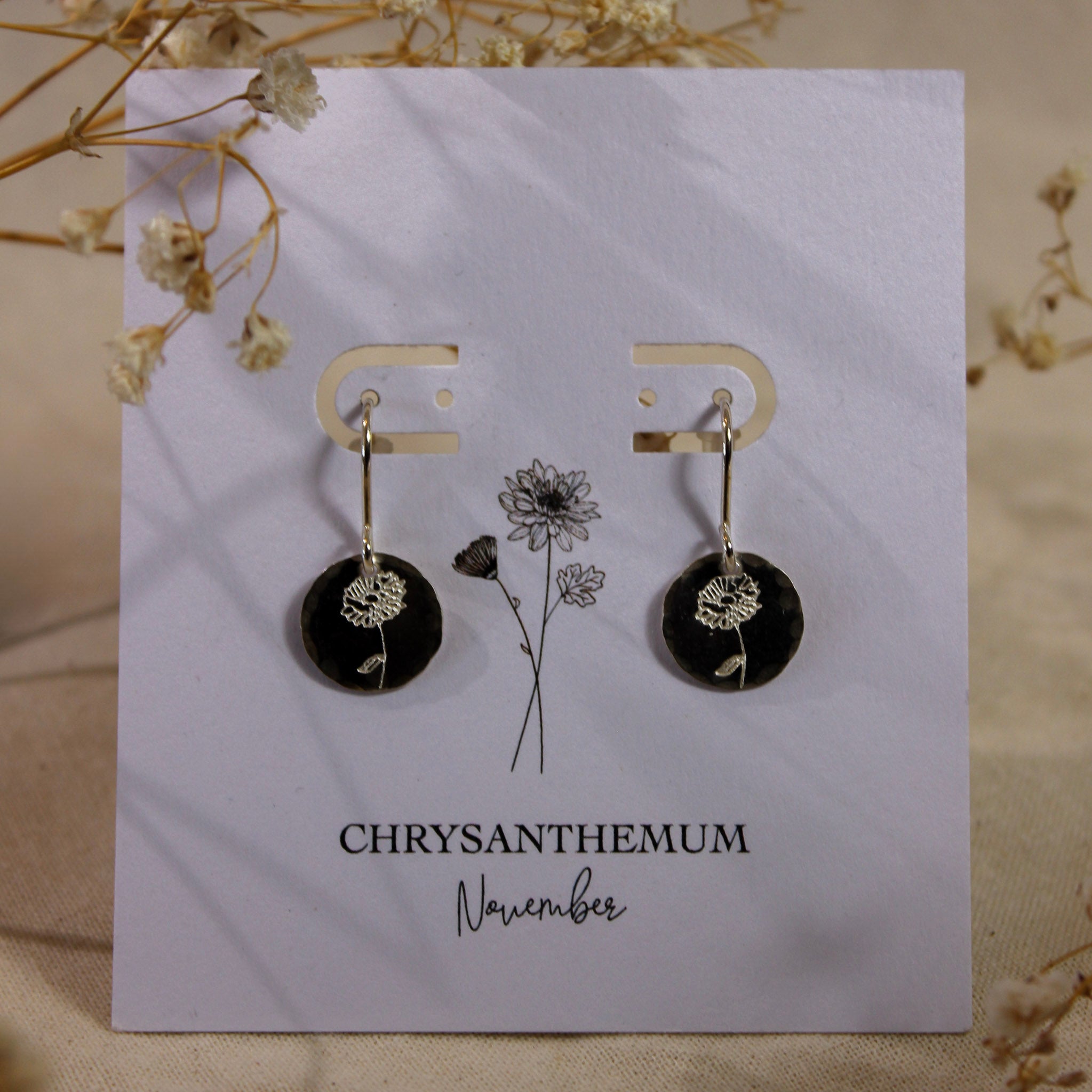 Sterling Silver Birth Flower Earrings - BFE-011 - Uneeka