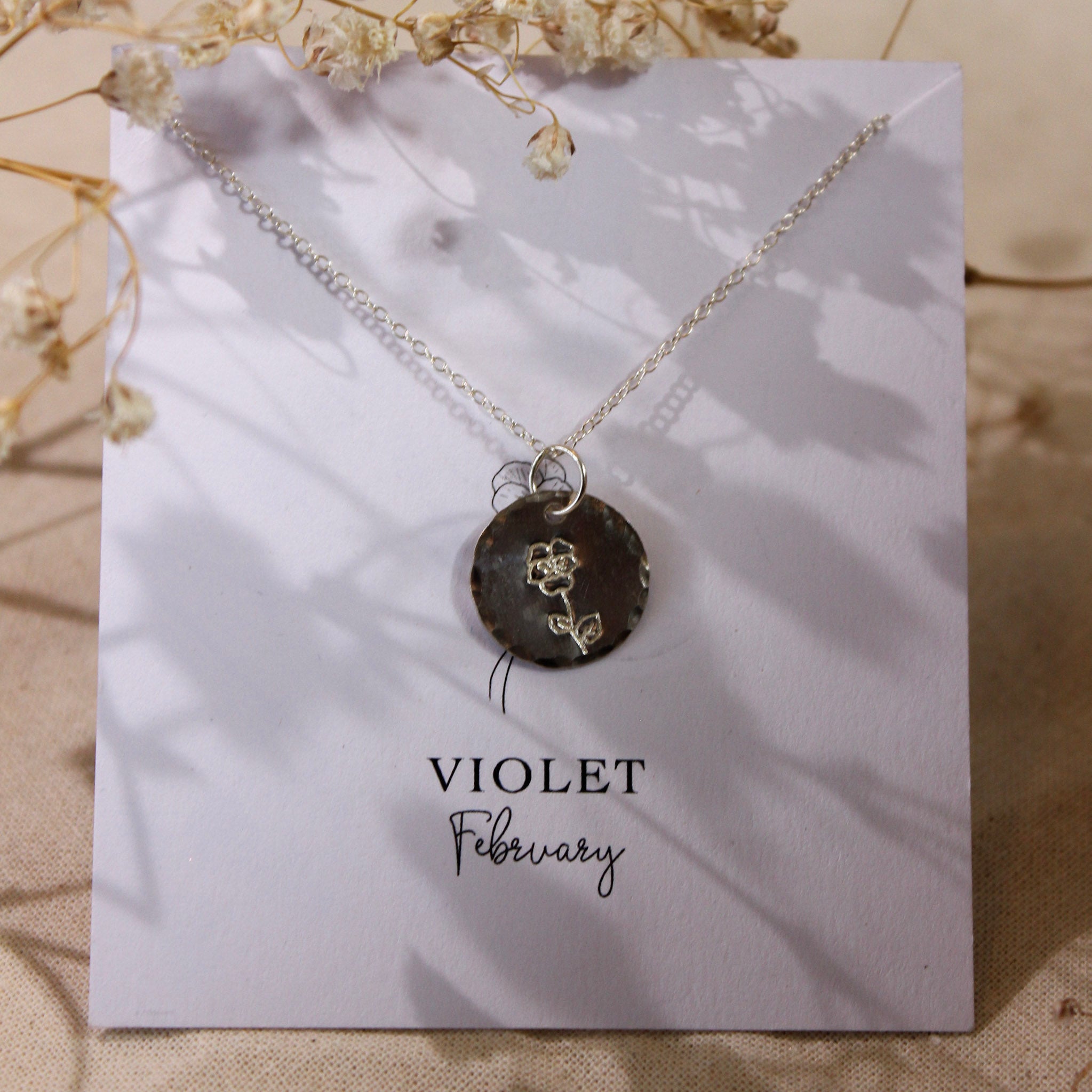 Sterling Silver Birth Flower Necklace