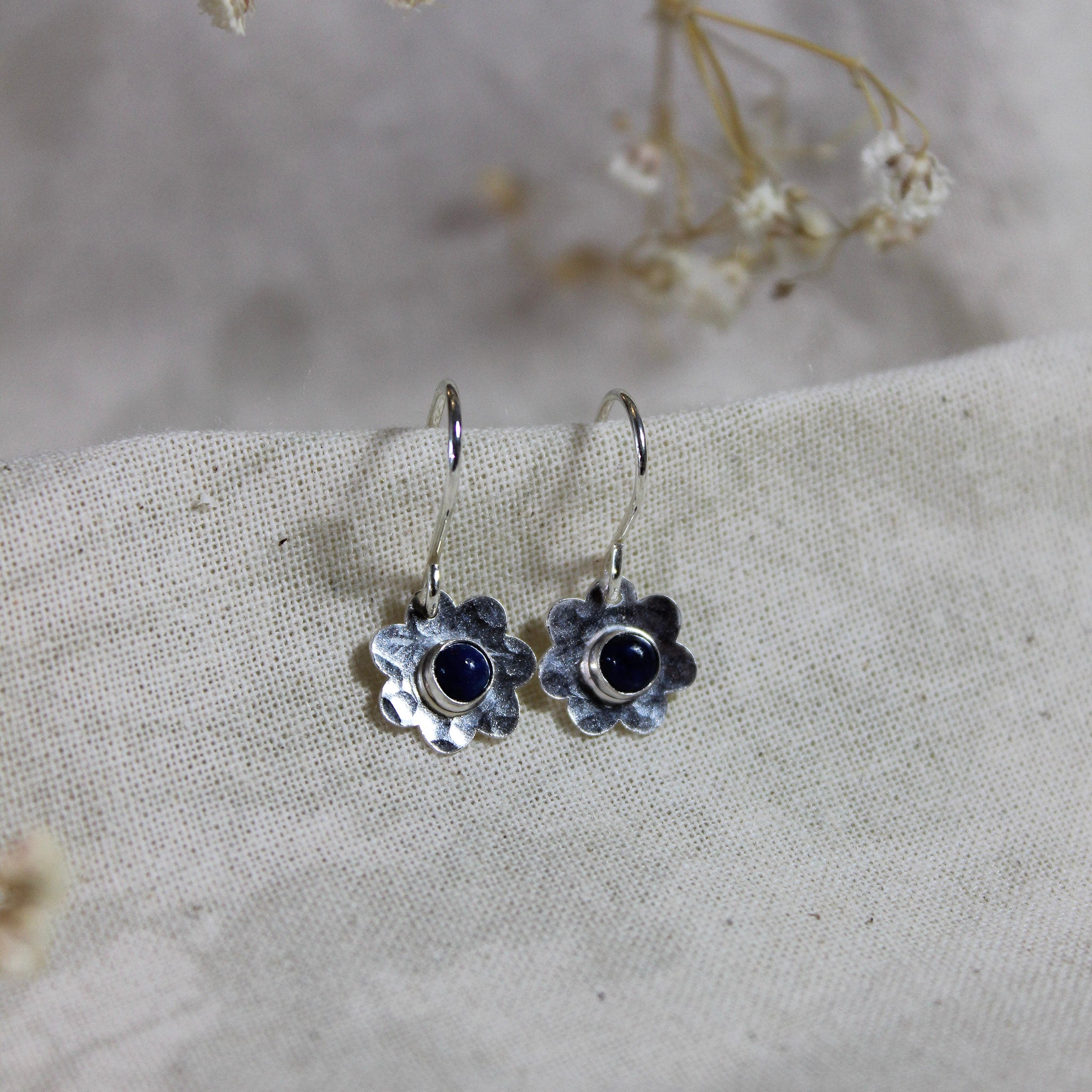 Sterling Silver & Semi-Precious Stone Flower Earrings - FBE-009 - Uneeka