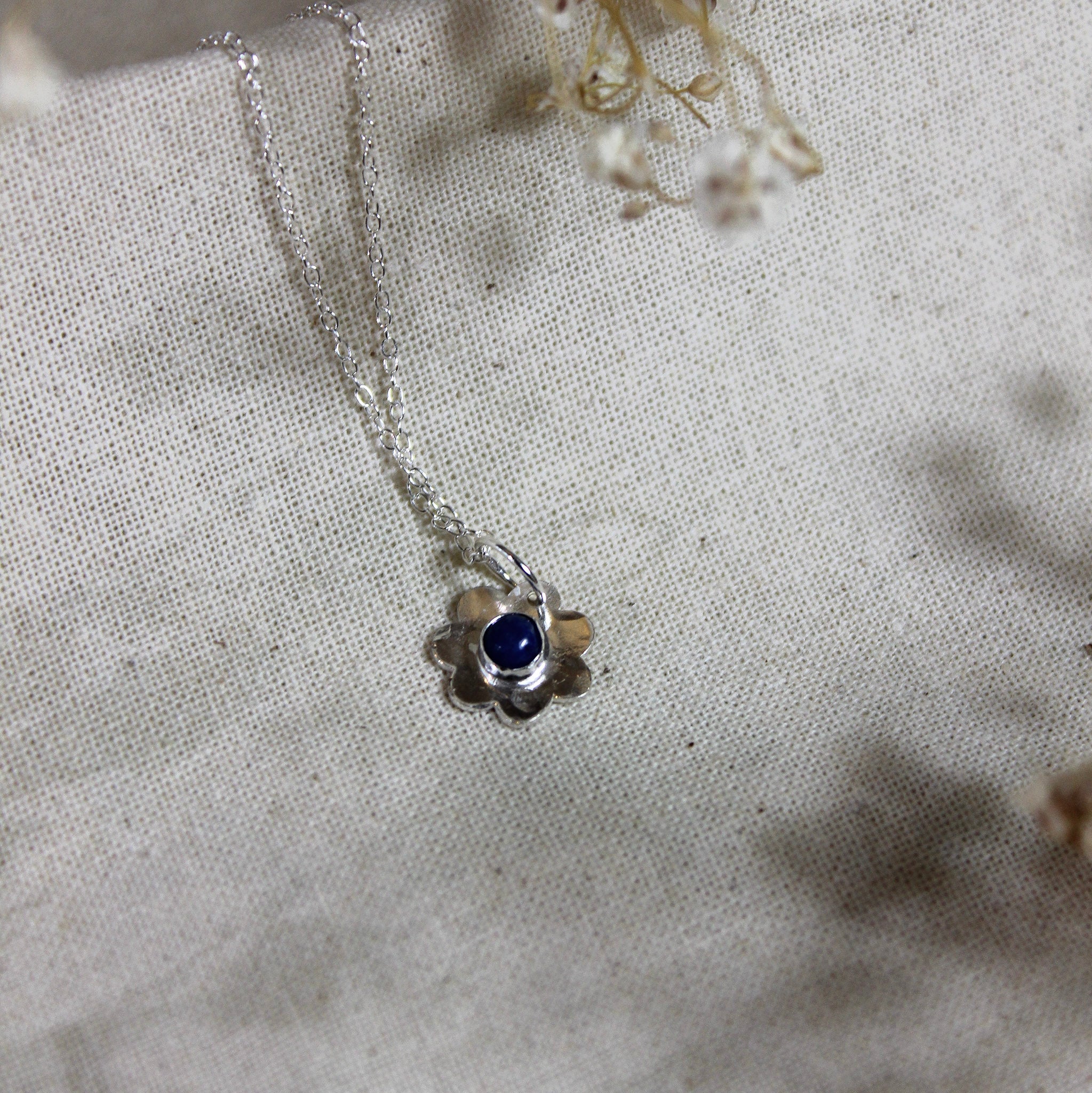 Sterling Silver & Semi-Precious Stone Flower Necklace - FBN-009 - Uneeka