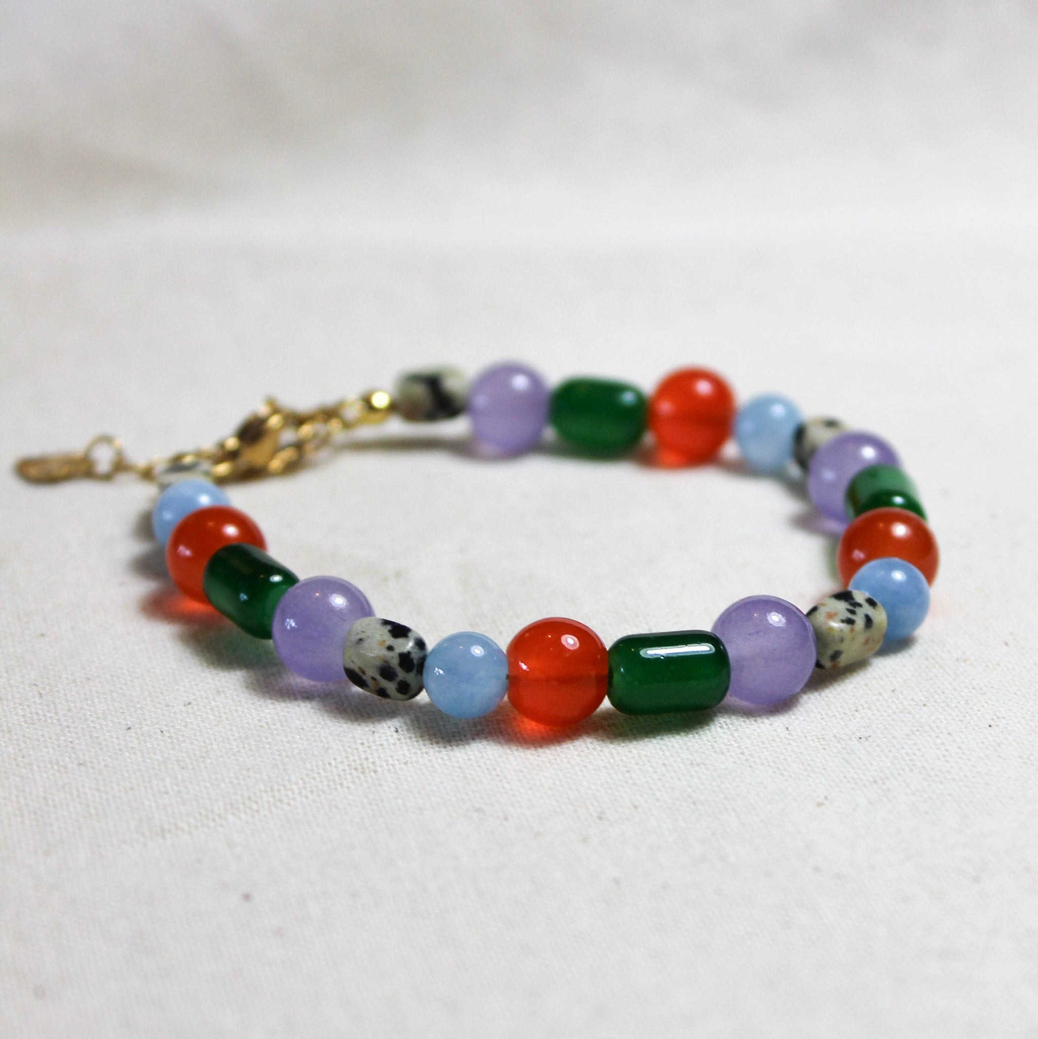 Green & Orange Mix Glass Bead Bracelet - BB08 - Uneeka