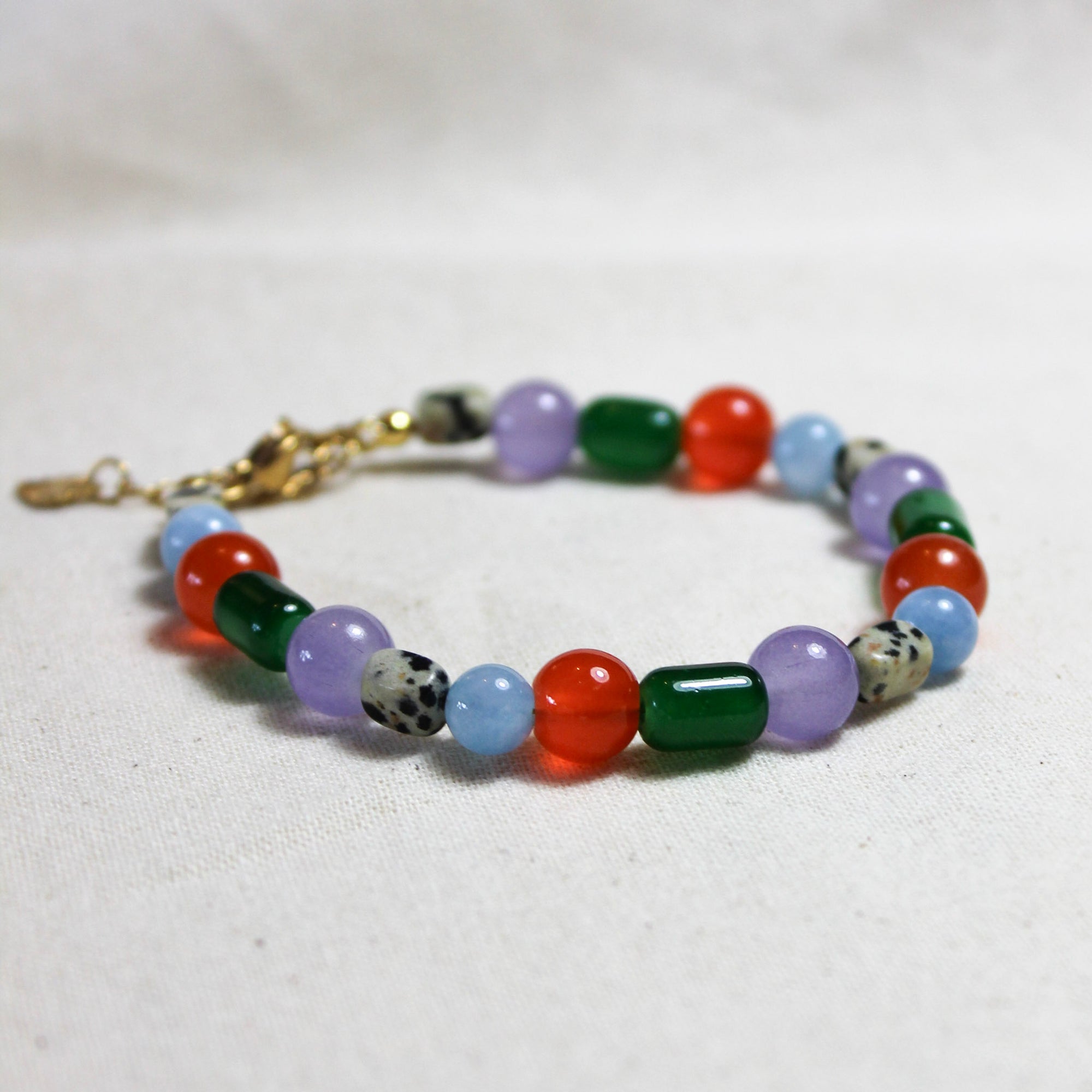 Green & Orange Mix Glass Bead Bracelet - BB08 - Uneeka