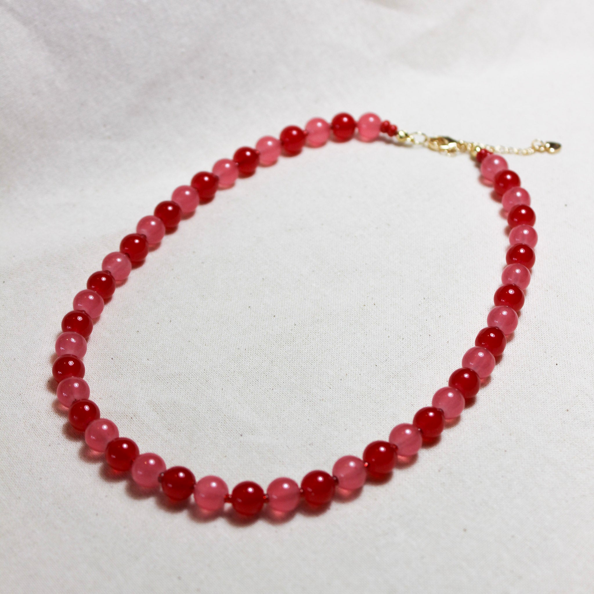 Pink & Red Glass Bead Necklace - BNG01 - Uneeka