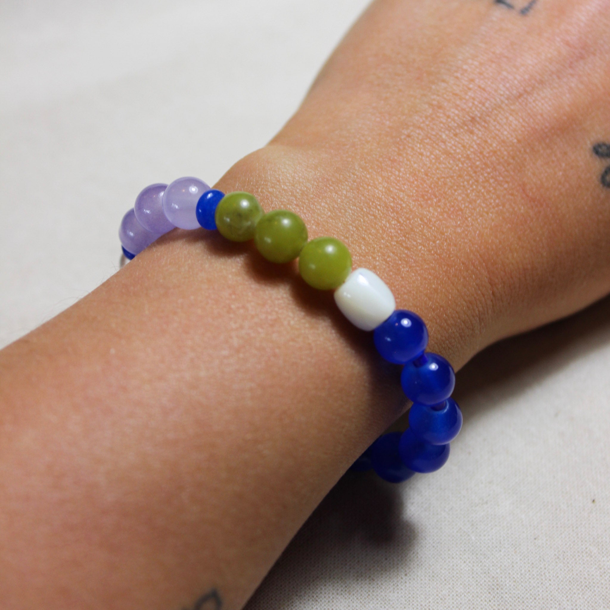Blue & Green Mix Glass Bead Bracelet - BB03 - Uneeka