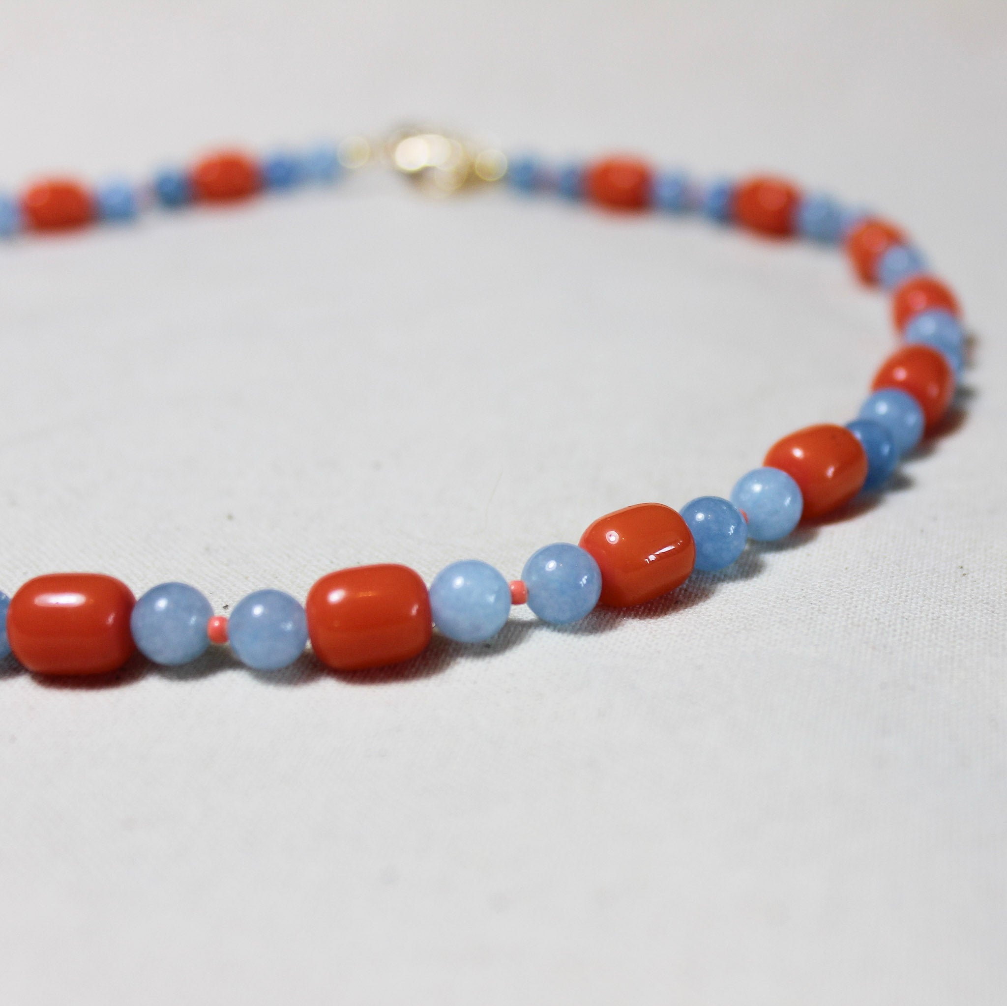 Blue & Terracotta Glass Bead Necklace - MB24 - Uneeka