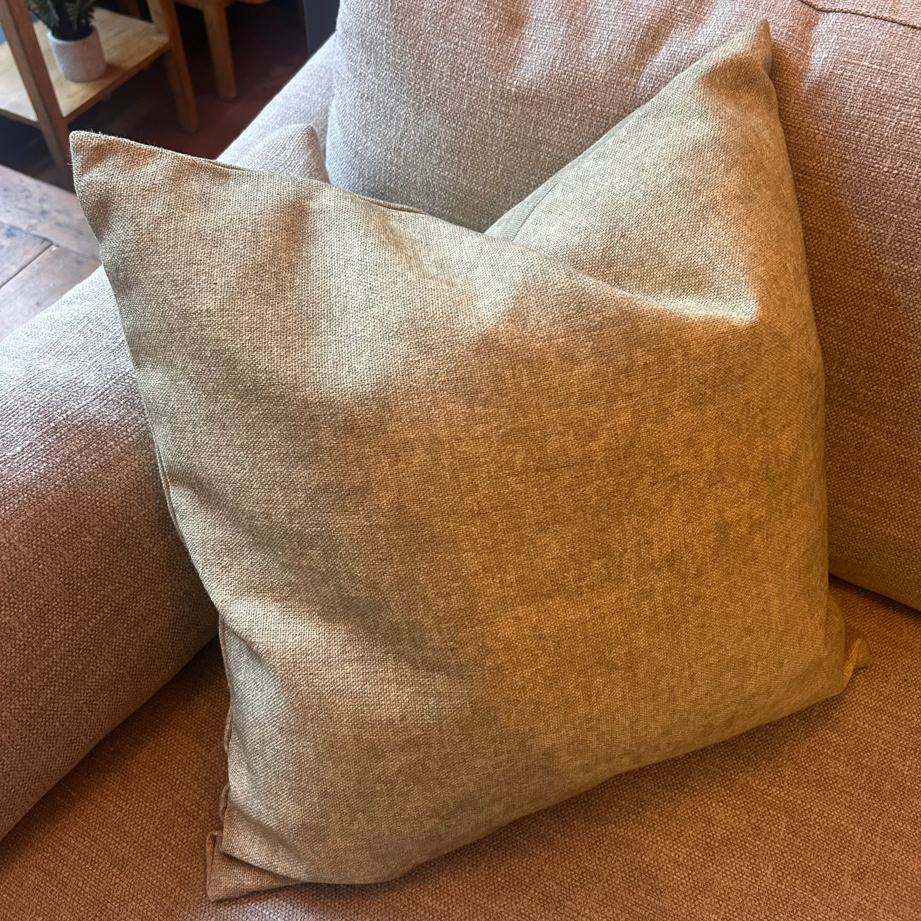 Light Moss Green Linen Blend Cushion CU2405/59 - Uneeka